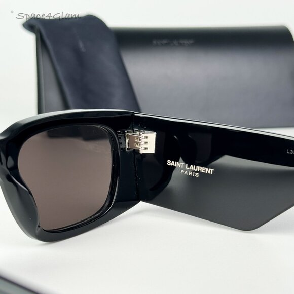 NEW Saint Laurent SL654 001 Black Dark Grey Rectangle Women Sunglasses - Picture 6 of 14